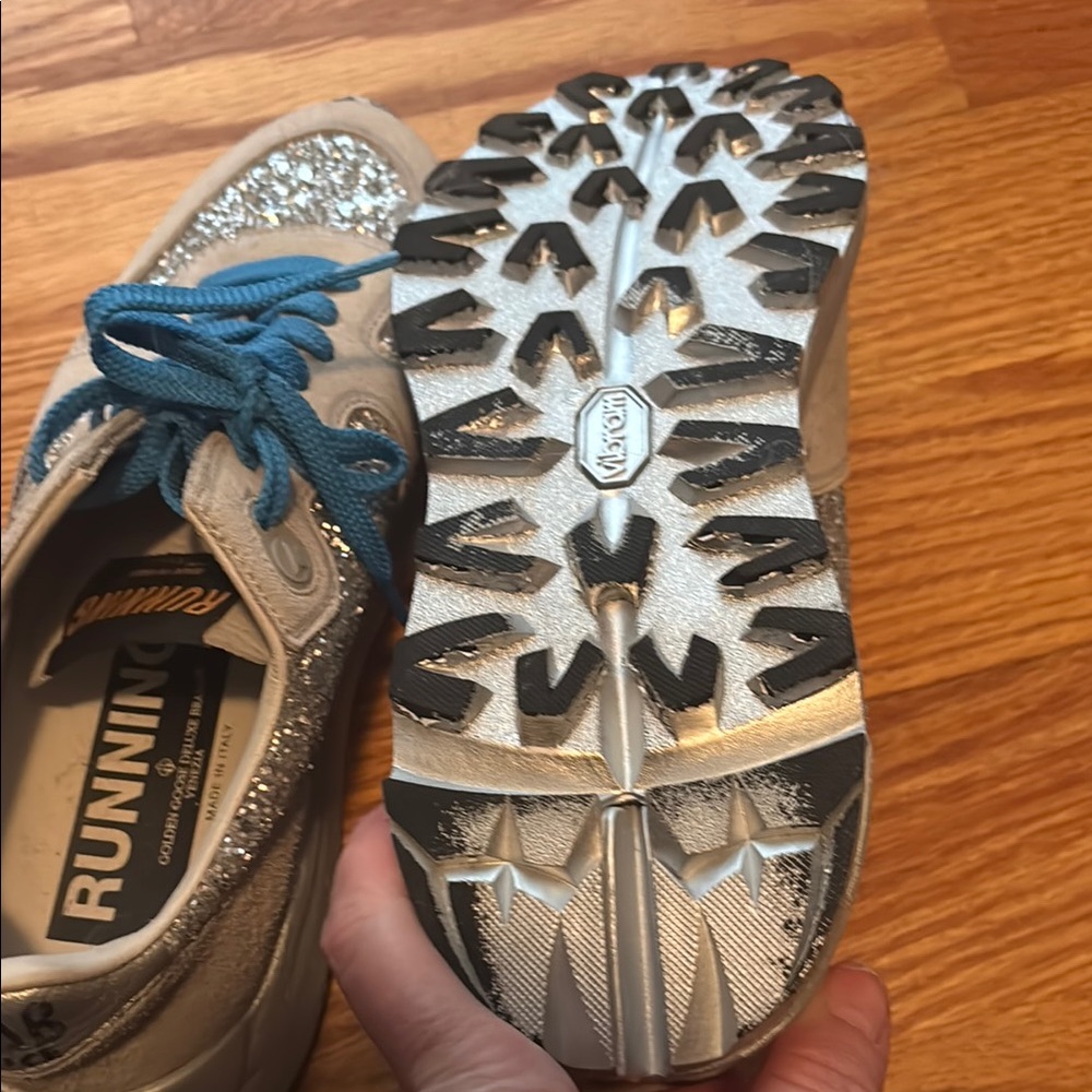 Golden Goose Silver and Blue Glitter Running Sneakers size 7 - Picture 7 of 9